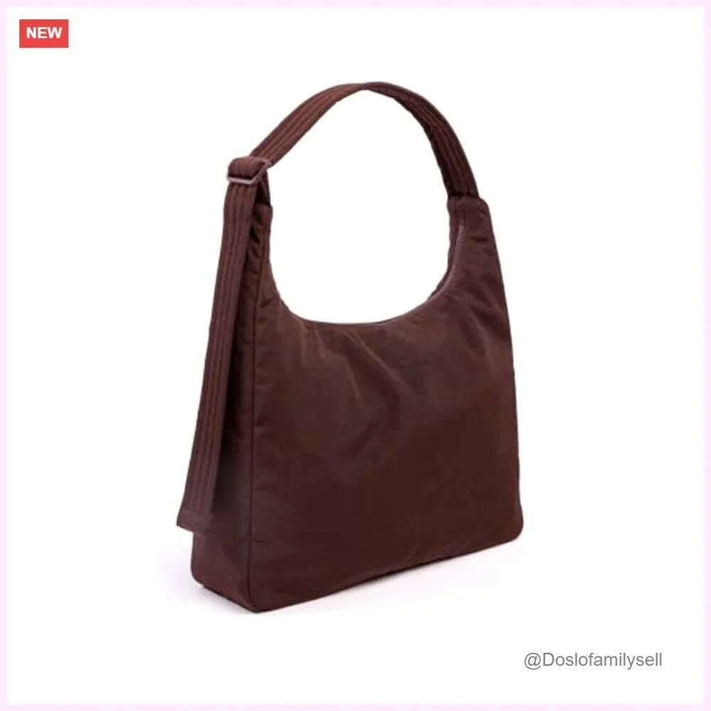 Large Recycled Nylon Shoulder Bag with Adjustable Strap and Zip Pocket